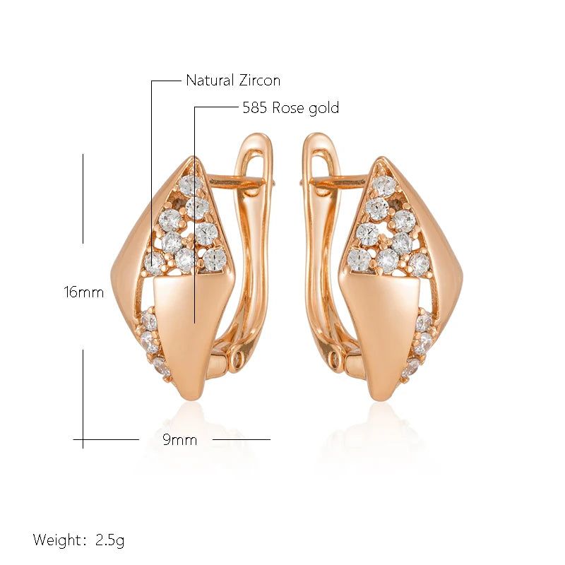 Elaborate Rose Gold Hollow Rhombus Drop Earrings with Shiny Natural Zircon