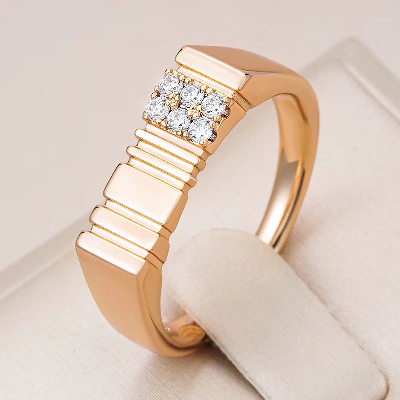 Elaborate Rose Gold Natural Zircon Cocktail Ring - Luxurious Holiday Jewelry with Free Shipping