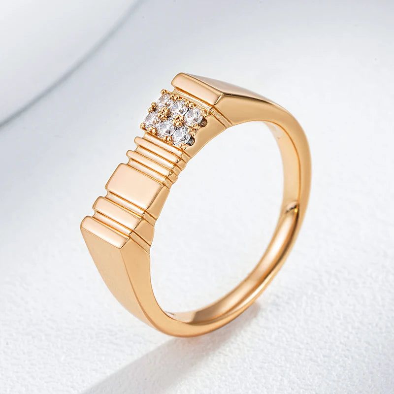 Elaborate Rose Gold Natural Zircon Cocktail Ring - Luxurious Holiday Jewelry with Free Shipping