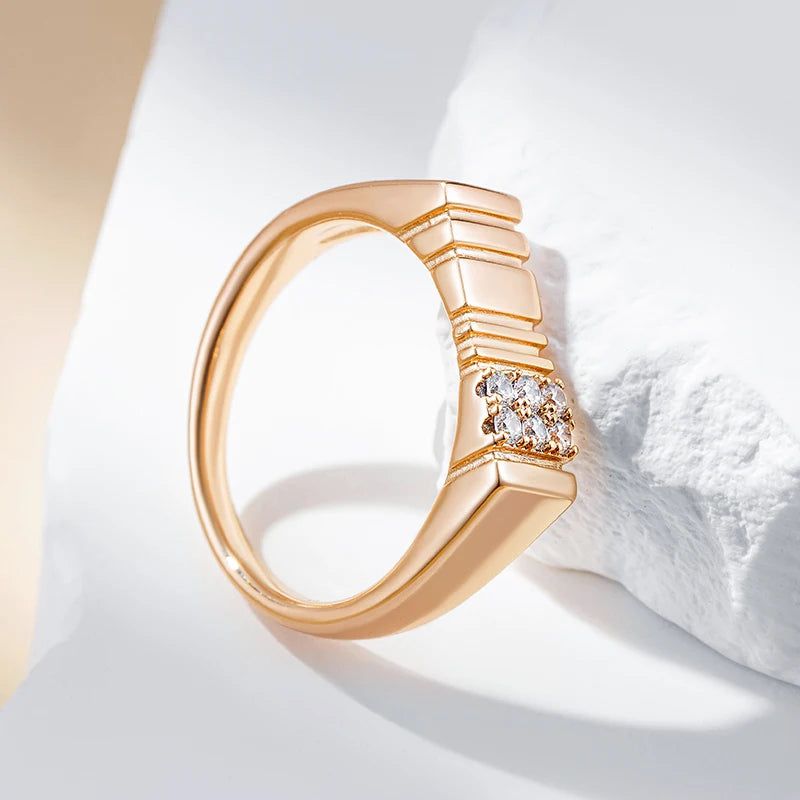 Elaborate Rose Gold Natural Zircon Cocktail Ring - Luxurious Holiday Jewelry with Free Shipping