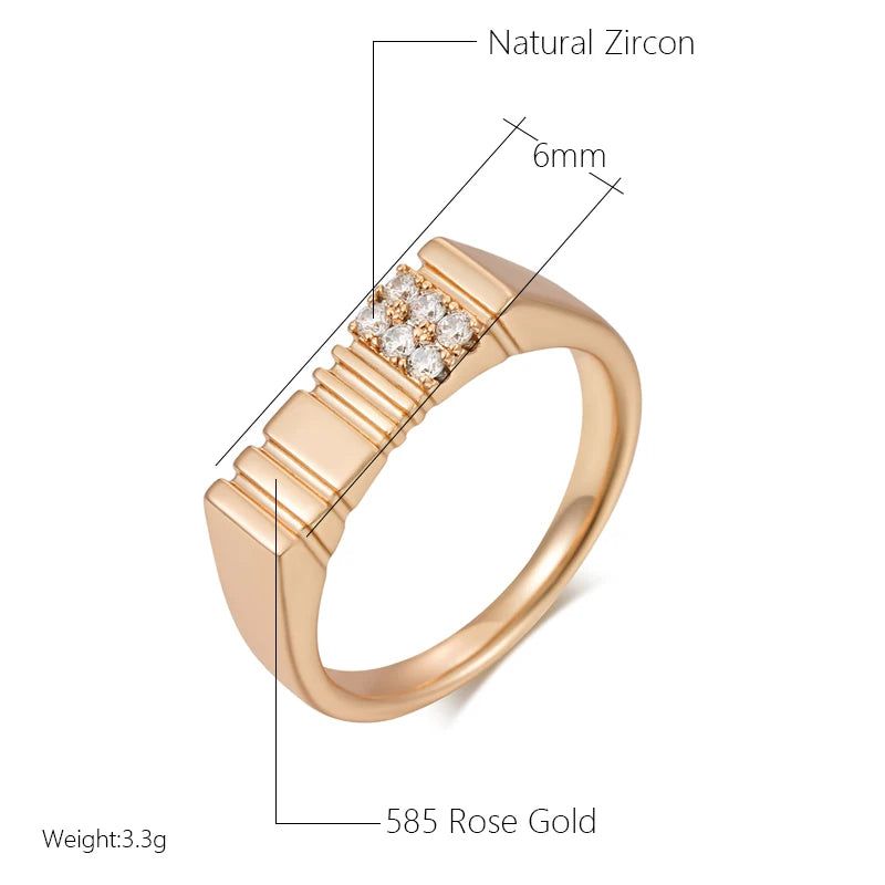 Elaborate Rose Gold Natural Zircon Cocktail Ring - Luxurious Holiday Jewelry with Free Shipping