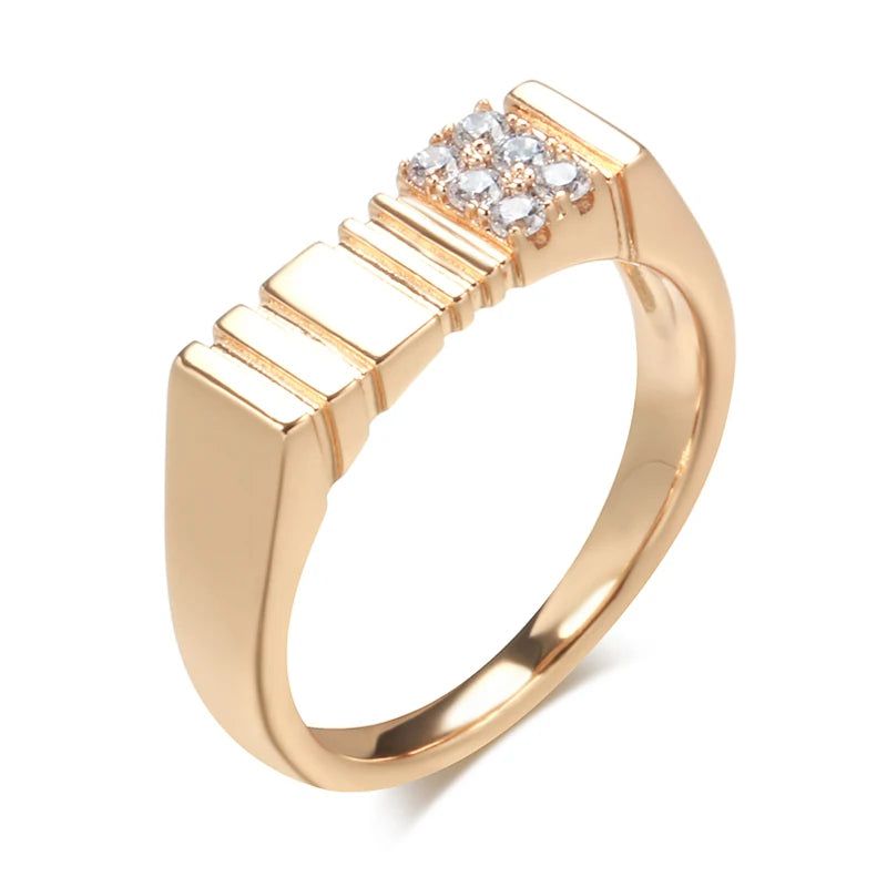 Elaborate Rose Gold Natural Zircon Cocktail Ring - Luxurious Holiday Jewelry with Free Shipping