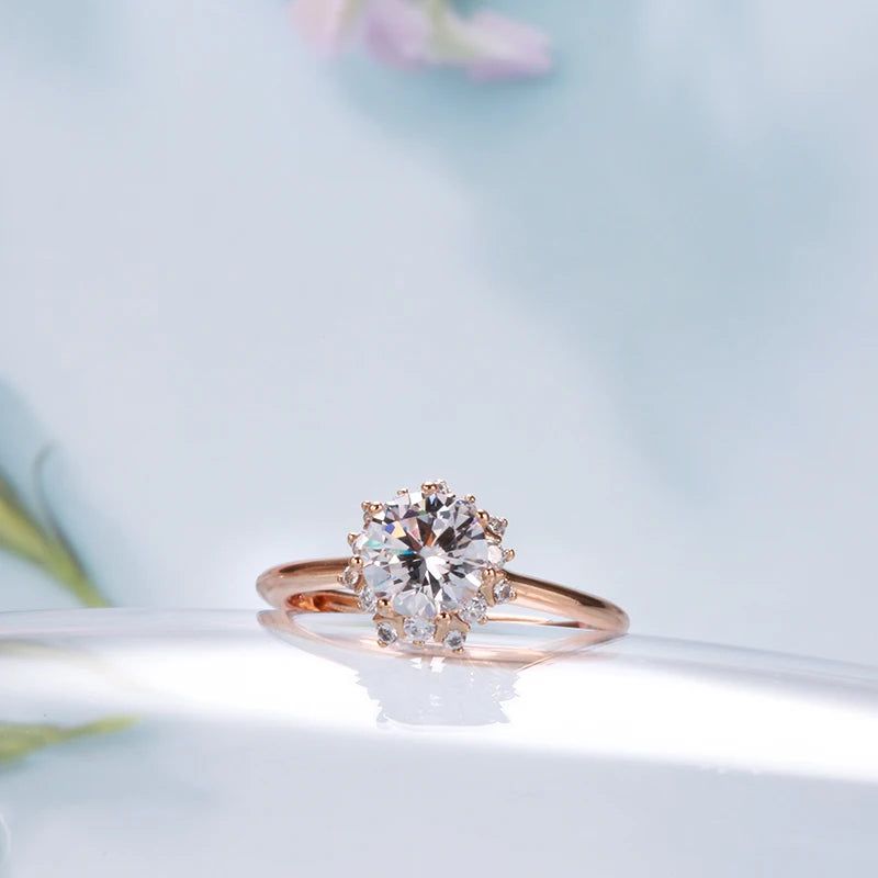 Elaborate Rose Gold Natural Zircon Cocktail Ring for Romantic Occasions