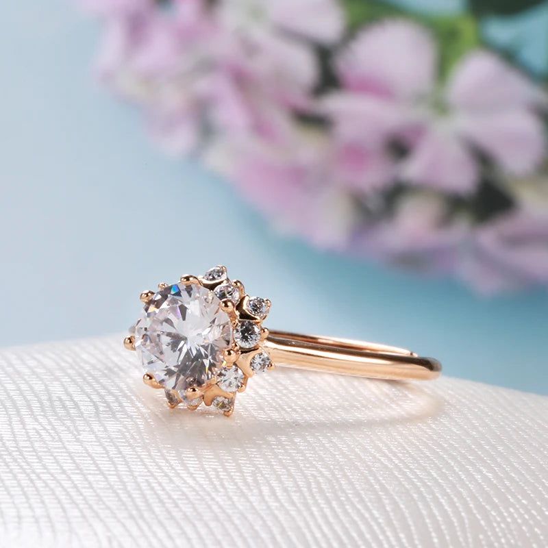 Elaborate Rose Gold Natural Zircon Cocktail Ring for Romantic Occasions