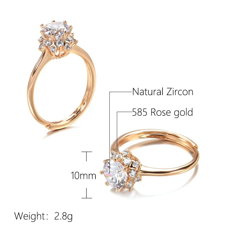 Elaborate Rose Gold Natural Zircon Cocktail Ring for Romantic Occasions