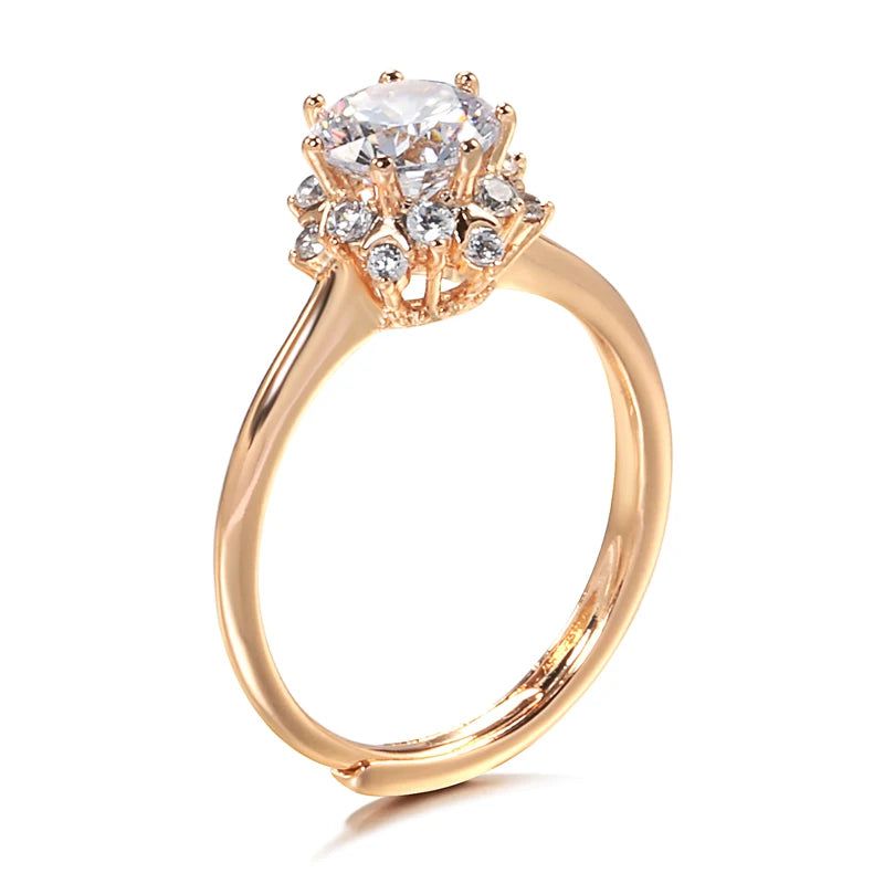 Elaborate Rose Gold Natural Zircon Cocktail Ring for Romantic Occasions