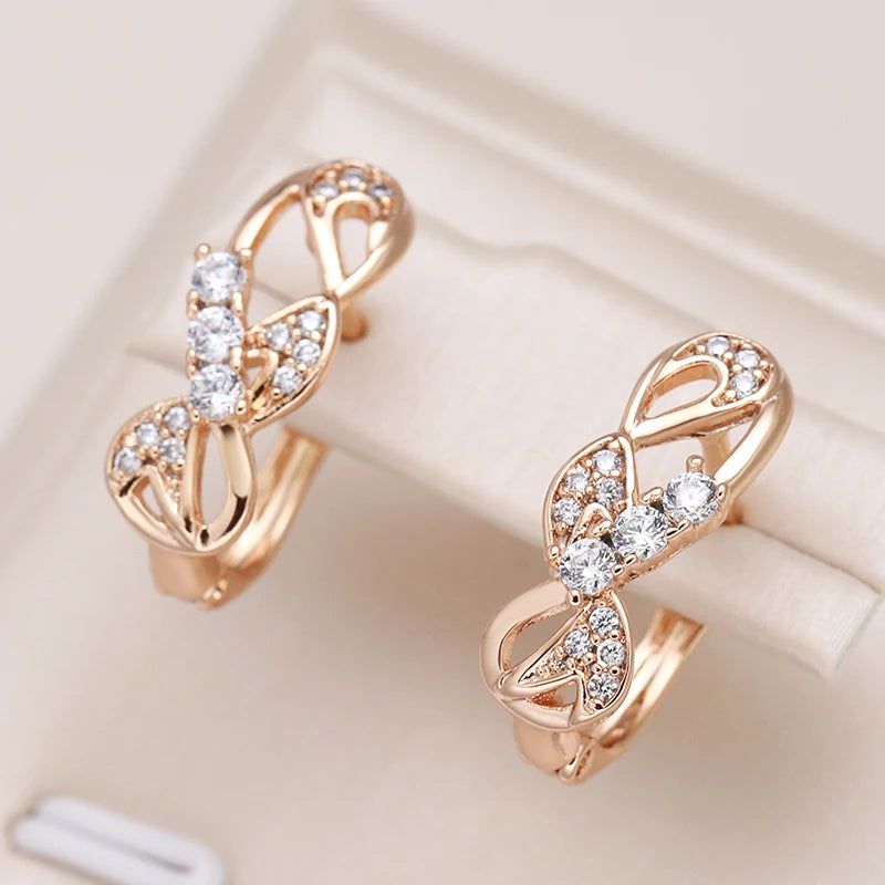 Elaborate Rose Gold Natural Zircon Drop Earrings - Trendy High-Quality Jewelry