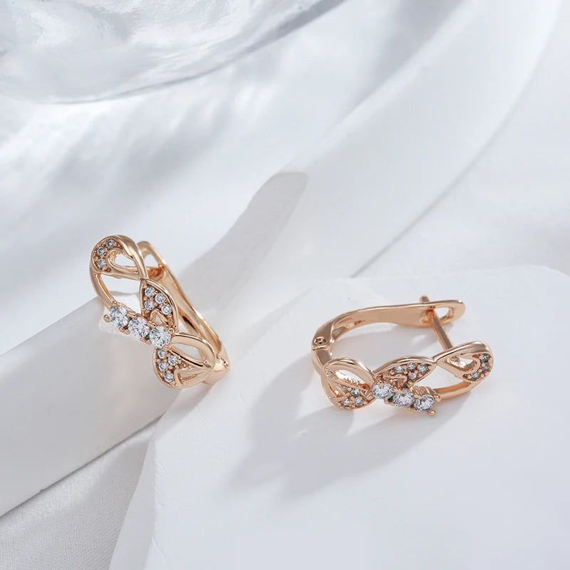 Elaborate Rose Gold Natural Zircon Drop Earrings - Trendy High-Quality Jewelry