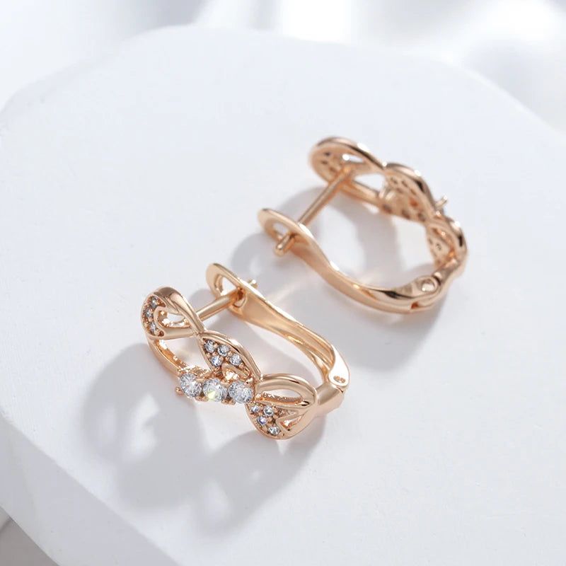 Elaborate Rose Gold Natural Zircon Drop Earrings - Trendy High-Quality Jewelry