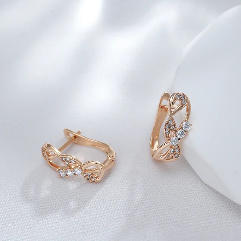 Elaborate Rose Gold Natural Zircon Drop Earrings - Trendy High-Quality Jewelry