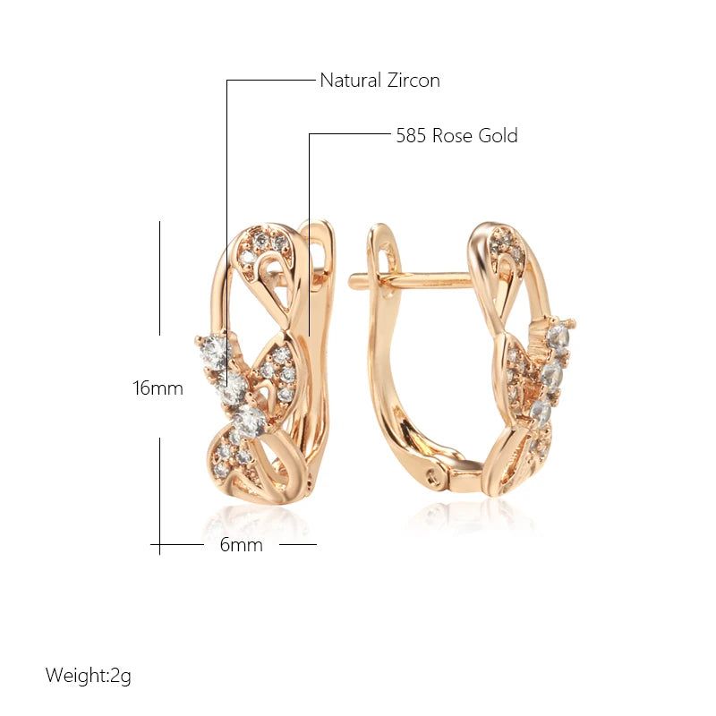 Elaborate Rose Gold Natural Zircon Drop Earrings - Trendy High-Quality Jewelry