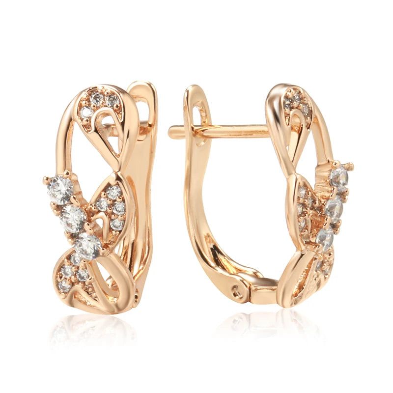 Elaborate Rose Gold Natural Zircon Drop Earrings - Trendy High-Quality Jewelry