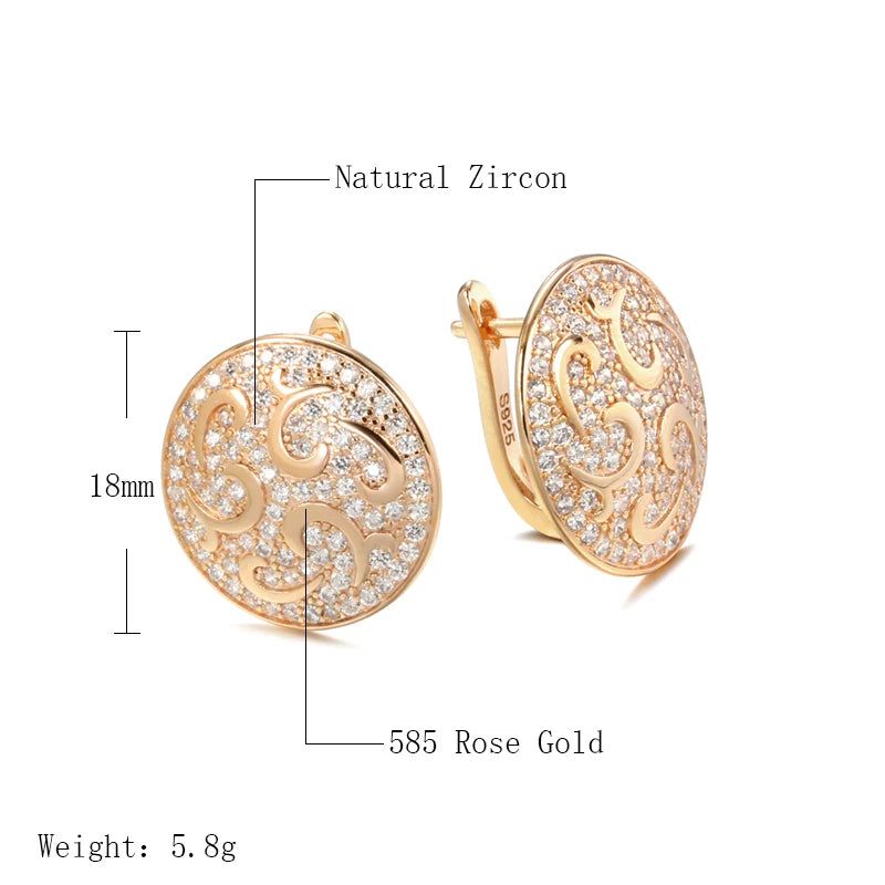 Elaborate Rose Gold Natural Zircon Floral Drop Earrings - Luxury Crystal Jewelry