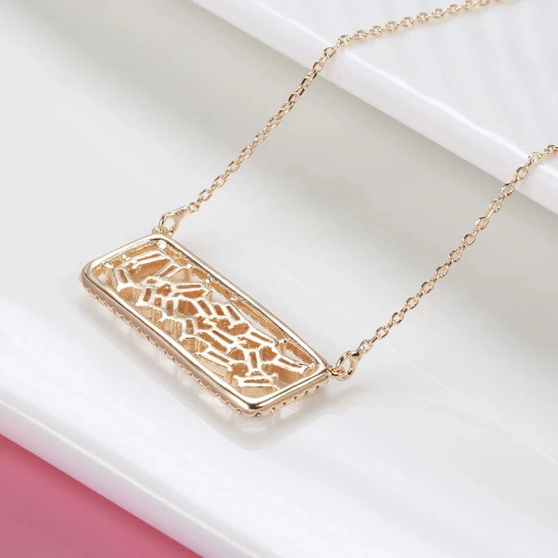 Elaborate Rose Gold Natural Zircon Geometric Pendant Necklace - High-Quality Fashion Jewelry