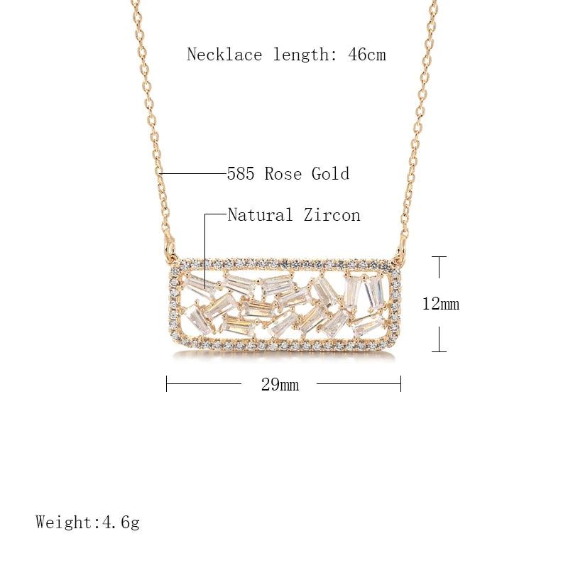 Elaborate Rose Gold Natural Zircon Geometric Pendant Necklace - High-Quality Fashion Jewelry