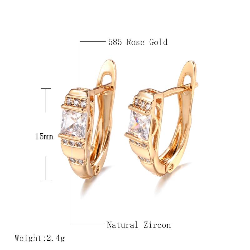 Elaborate Rose Gold Natural Zircon Geometric Stud Earrings - Timeless Statement Jewelry