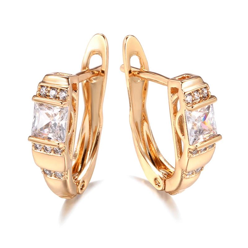 Elaborate Rose Gold Natural Zircon Geometric Stud Earrings - Timeless Statement Jewelry