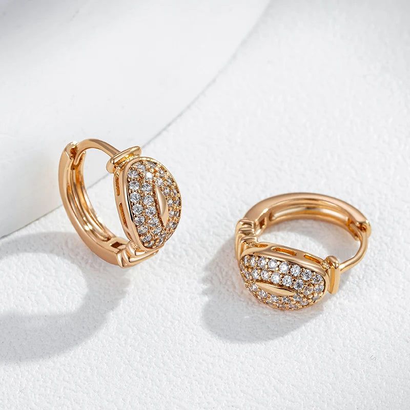 Elaborate Rose Gold Natural Zircon Hoop Earrings - Trendy Fashion Jewelry