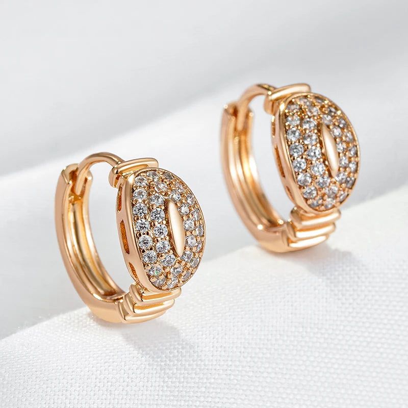 Elaborate Rose Gold Natural Zircon Hoop Earrings - Trendy Fashion Jewelry