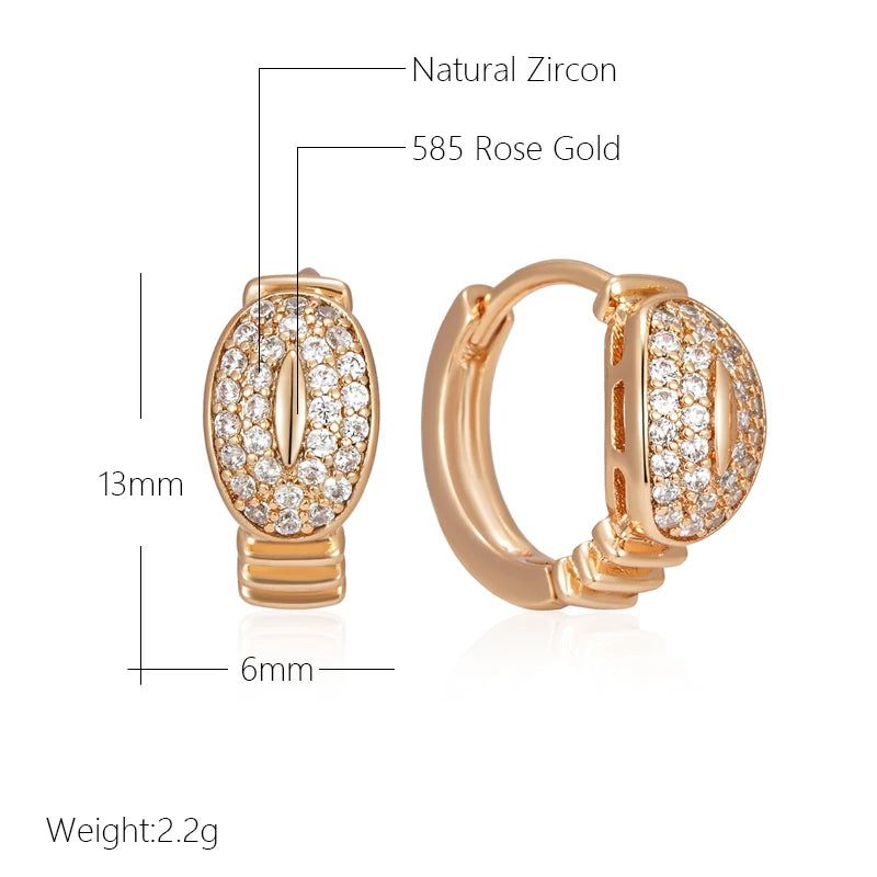 Elaborate Rose Gold Natural Zircon Hoop Earrings - Trendy Fashion Jewelry