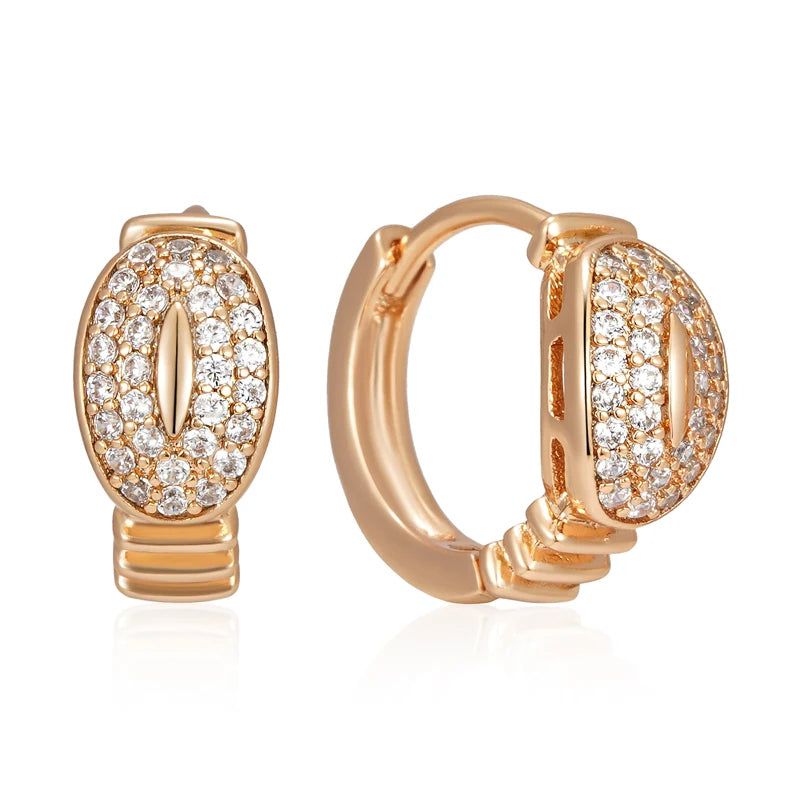 Elaborate Rose Gold Natural Zircon Hoop Earrings - Trendy Fashion Jewelry