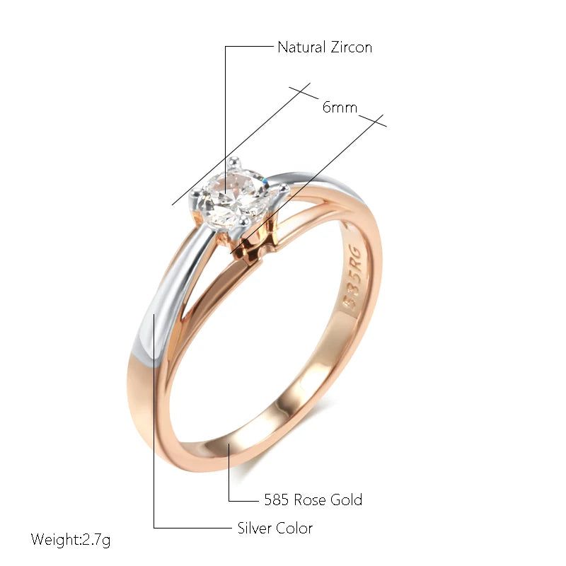 Elegance Redefined: 585 Rose Gold & Silver Cocktail Ring with Natural Zircon