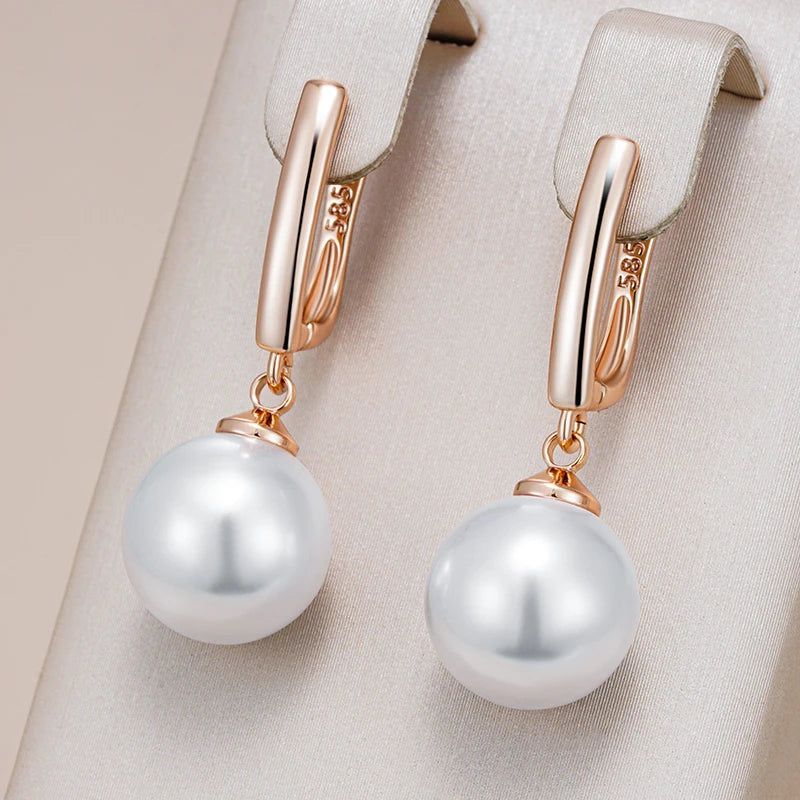 Elegant 10mm, 12mm, and 16mm Rose Gold Pearl Drop Earrings for Brides and Special Occasions