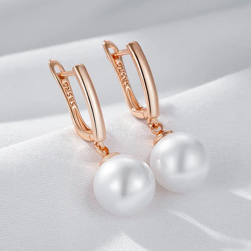 Elegant 10mm, 12mm, and 16mm Rose Gold Pearl Drop Earrings for Brides and Special Occasions