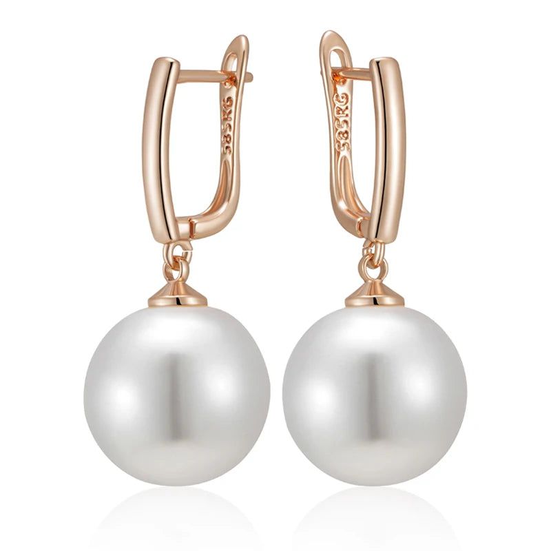 Elegant 10mm, 12mm, and 16mm Rose Gold Pearl Drop Earrings for Brides and Special Occasions