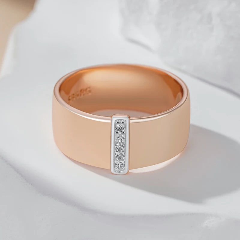 Elegant 10mm Natural Zircon Cocktail Rings in Rose Gold and Silver Setting