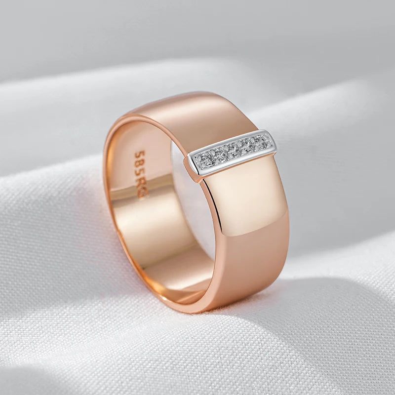 Elegant 10mm Natural Zircon Cocktail Rings in Rose Gold and Silver Setting