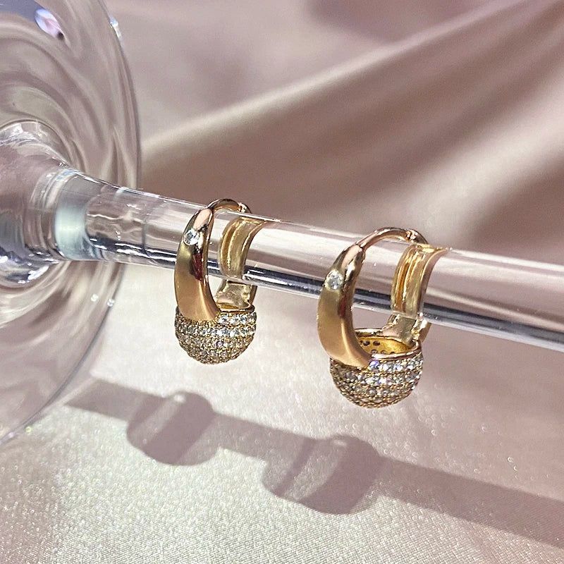 Elegant 585 Rose Gold Ball Drop Earrings with Natural Zircon - High-Quality Vintage Jewelry