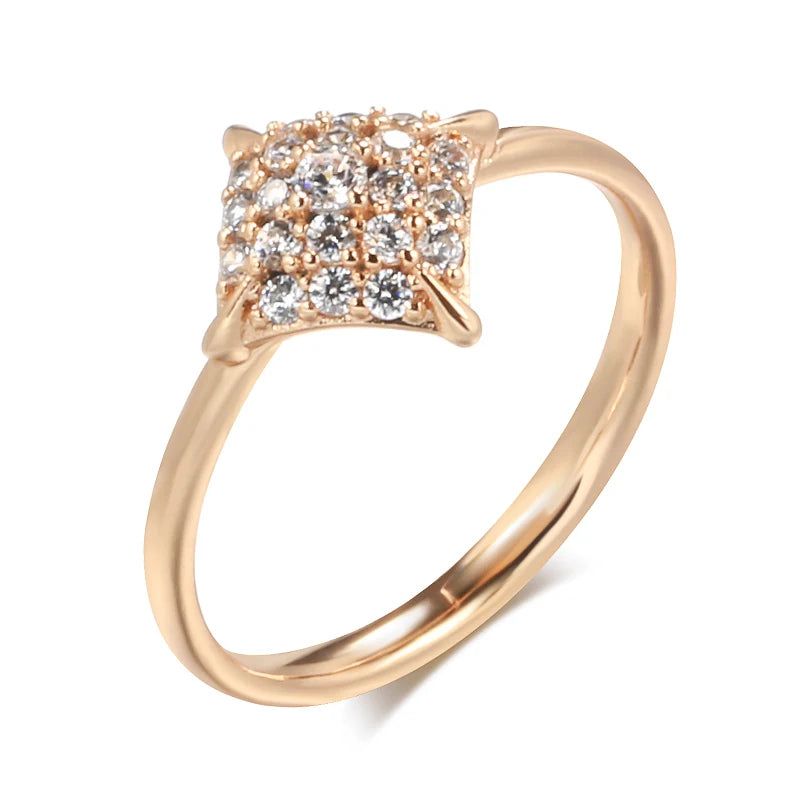 Elegant 585 Rose Gold Bridal Ring with Unique Natural Zircon Crystals