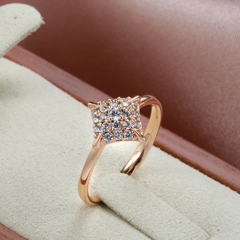 Elegant 585 Rose Gold Bridal Ring with Unique Natural Zircon Crystals