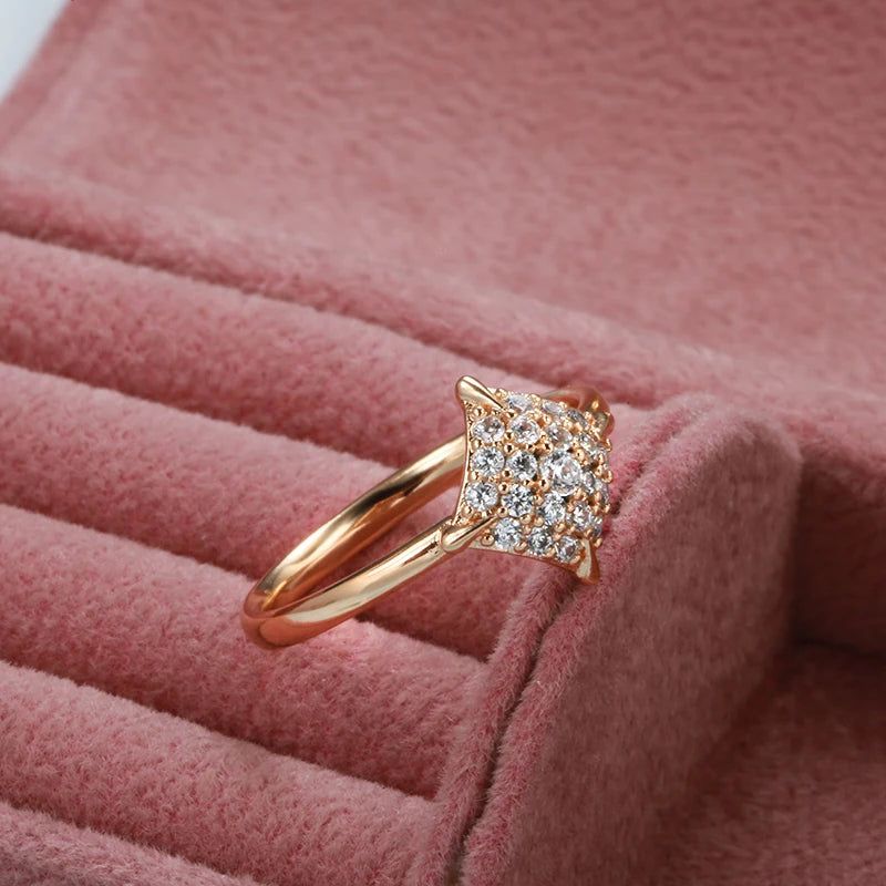 Elegant 585 Rose Gold Bridal Ring with Unique Natural Zircon Crystals