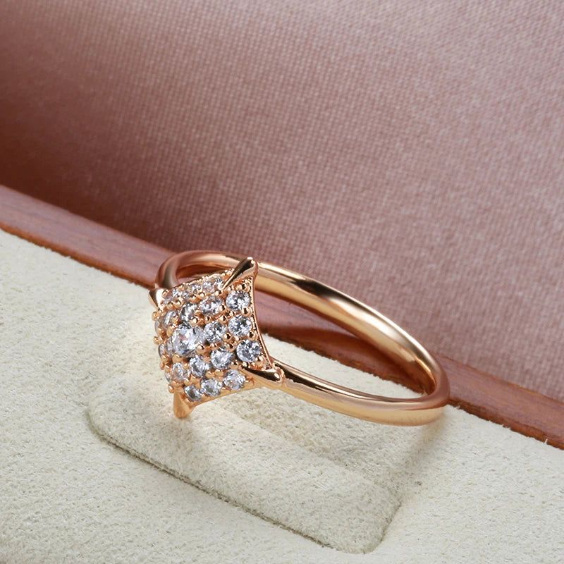 Elegant 585 Rose Gold Bridal Ring with Unique Natural Zircon Crystals