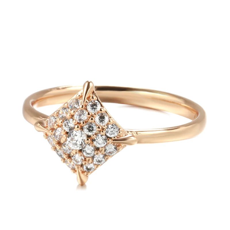 Elegant 585 Rose Gold Bridal Ring with Unique Natural Zircon Crystals