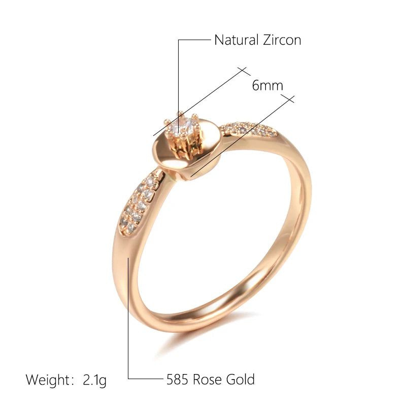 Elegant 585 Rose Gold Cocktail Ring with Natural Zircon - Modern Crystal Jewelry