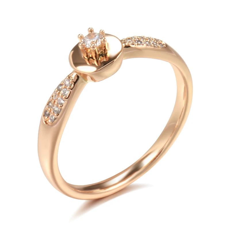 Elegant 585 Rose Gold Cocktail Ring with Natural Zircon - Modern Crystal Jewelry