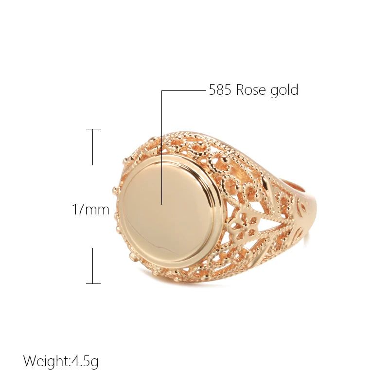 Elegant 585 Rose Gold Floral Glossy Ring for Christmas & Special Occasions