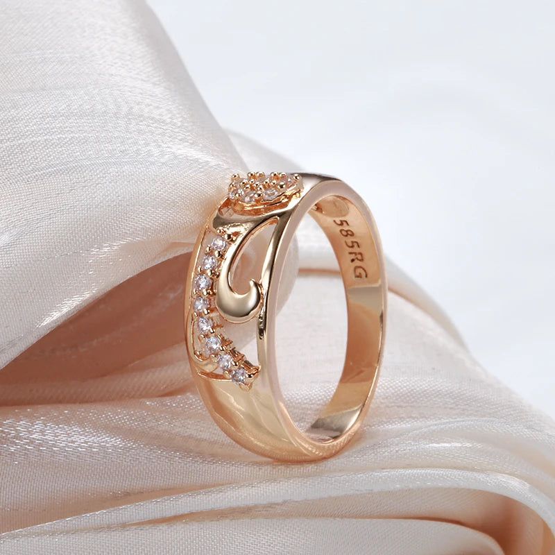 Elegant 585 Rose Gold Floral Zircon Cocktail Ring - Premium Quality Jewelry