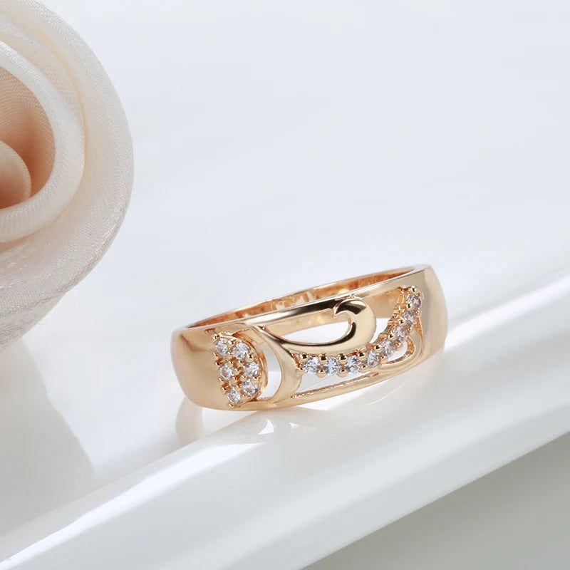 Elegant 585 Rose Gold Floral Zircon Cocktail Ring - Premium Quality Jewelry