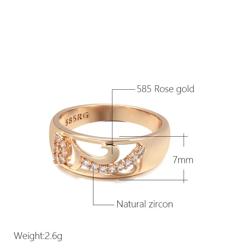 Elegant 585 Rose Gold Floral Zircon Cocktail Ring - Premium Quality Jewelry