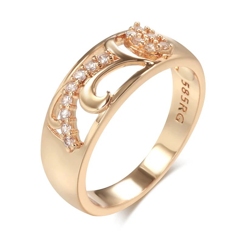 Elegant 585 Rose Gold Floral Zircon Cocktail Ring - Premium Quality Jewelry