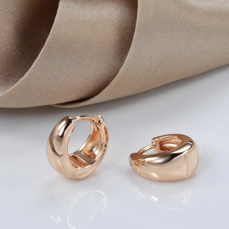 Elegant 585 Rose Gold Glossy Dangle Earrings - Chic High-Quality Drop Jewelry