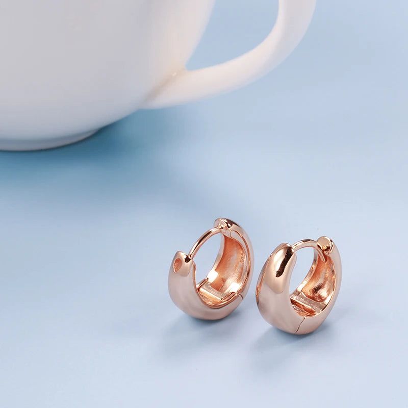 Elegant 585 Rose Gold Glossy Dangle Earrings - Chic High-Quality Drop Jewelry