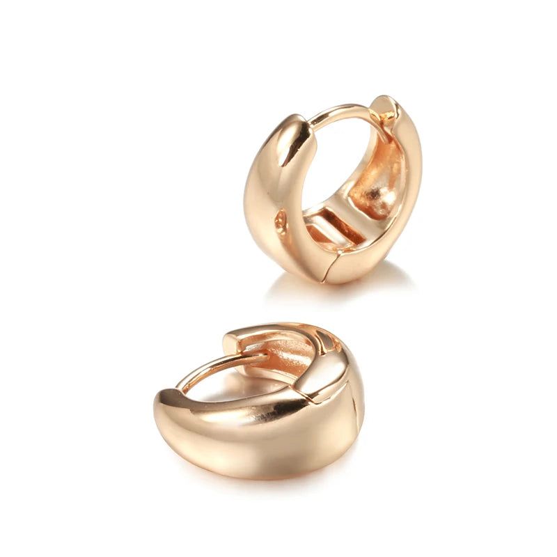 Elegant 585 Rose Gold Glossy Dangle Earrings - Chic High-Quality Drop Jewelry