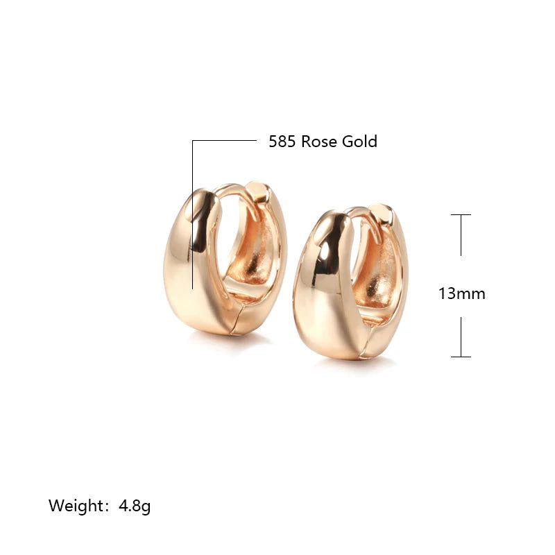 Elegant 585 Rose Gold Glossy Dangle Earrings - Chic High-Quality Drop Jewelry