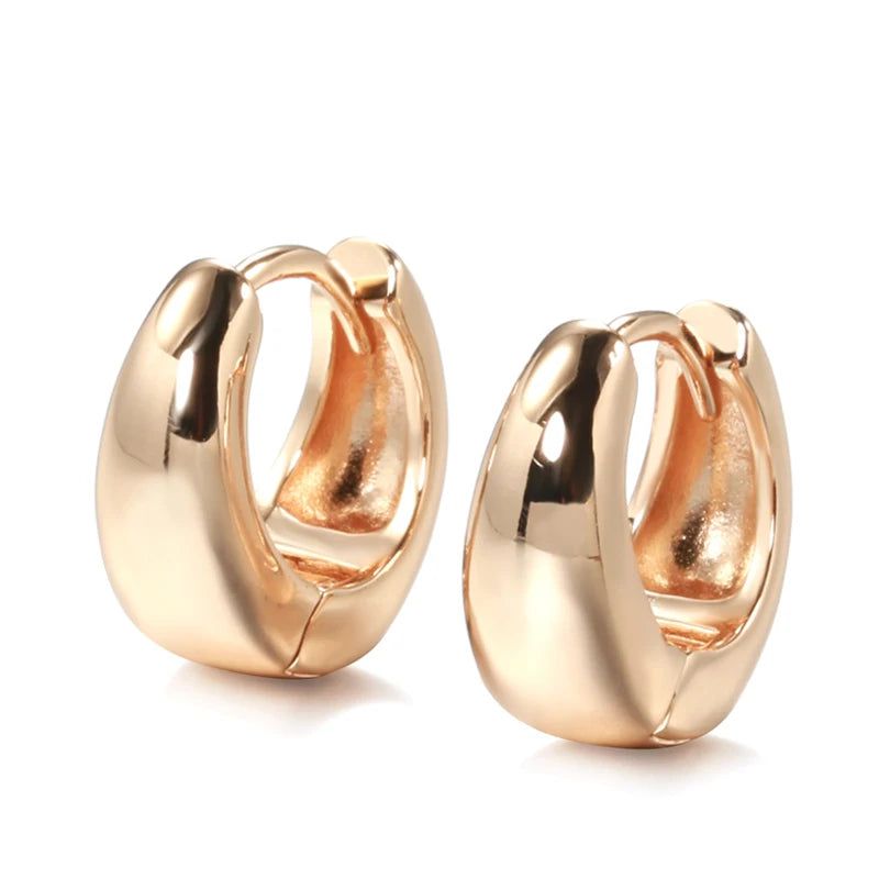 Elegant 585 Rose Gold Glossy Dangle Earrings - Chic High-Quality Drop Jewelry