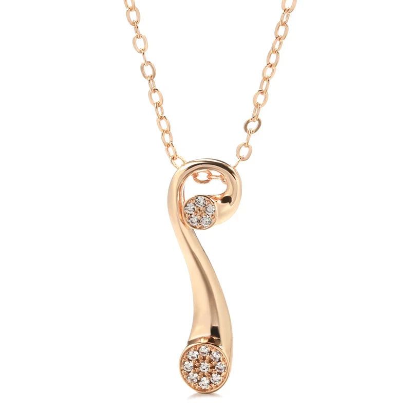 Elegant 585 Rose Gold Glossy Pendant Necklace with Shiny Natural Zircon